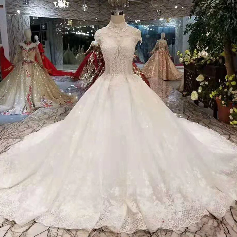 LSS405 элегантные свадебные платья, бальное платье с высоким вырезом, с рукавами-крылышками, в форме сердца, с открытой спиной, свадебное