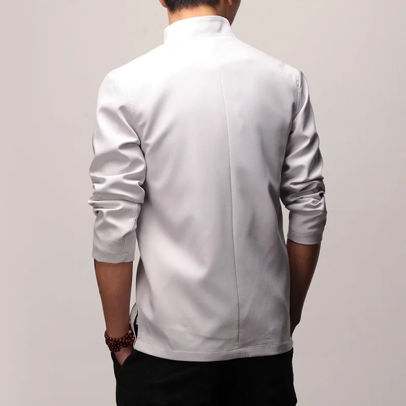Mens Traditional Chinese Clothing Spring Autumn Solid Tang Suit Men Kung Fu Tai Chi Master Costume Male Tops Jackets CN-003