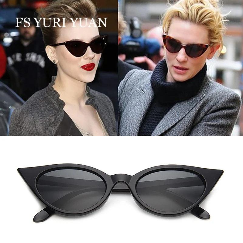 

FS YURI YUAN Cat Eye Sunglasses Women Fashion Brand Designer Retro Black Cat Eye Sun Glasses 2017 Hot Best Selling UV400