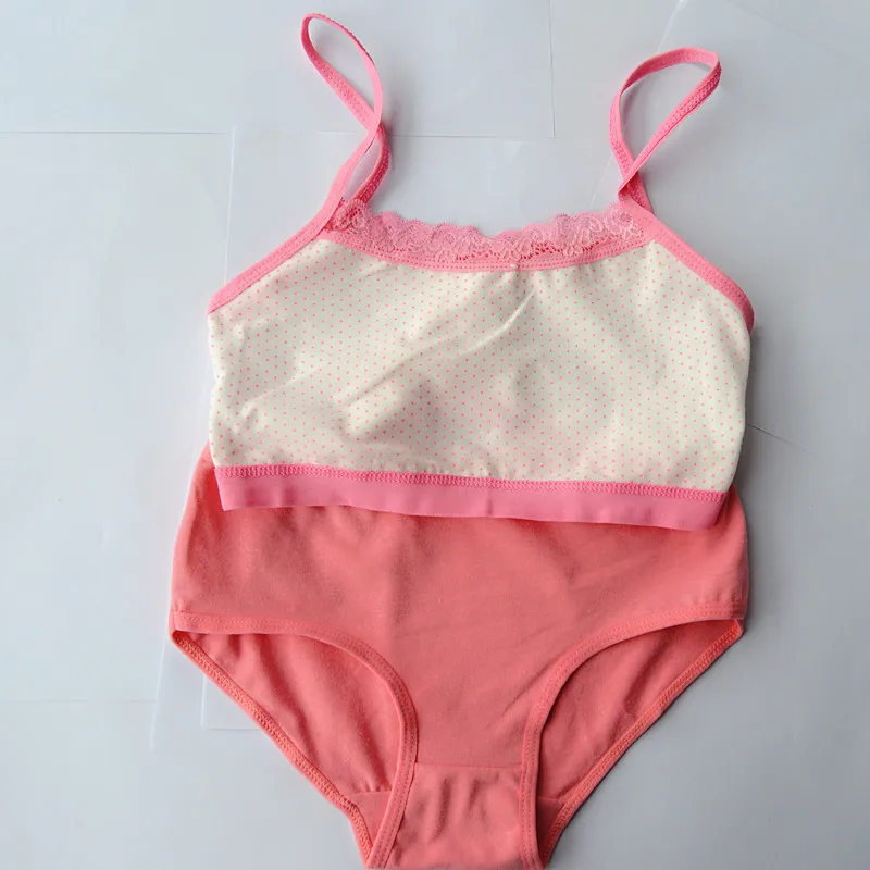4Pcs/Lot Young Girls Training Bra Lace Teenage Girls Dot