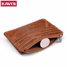 KAVIS Genuine Leather Men Money Clips Fashion Pocket Clamp For Money Holder Brand Design Wallet With ID Case Coin Card Hold