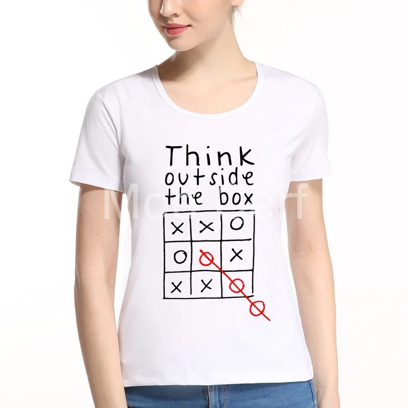 

Think Outside The Box Women Tops Funny Cool Creative T Shirt Women New Punk Summer Short Sleeve Kawaii T-shirt Lady Tops L8-A-43
