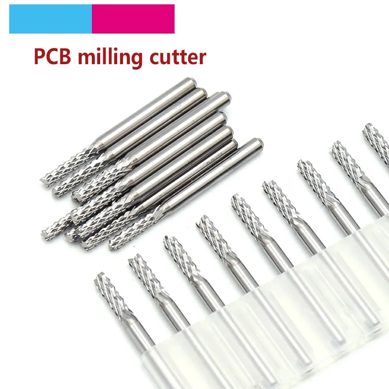 10pcs 1.0mm Tungsten Steel Mill Engraving Bit Router PCB CNC Rotary Cutting Tool 
