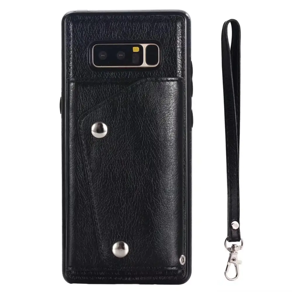 KISSCASE Модный чехол для телефона из искусственной кожи для samsung Galaxy S9 S8 плюс S7 Edge Note 4 с карманами для карт для samsung Note 8 9 чехол-портмоне - Цвет: Black