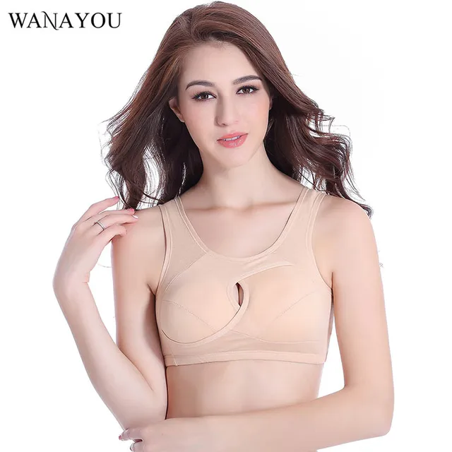 WANAYOU Women Big Size Breathable U Back Sport Bra Cross Padded No