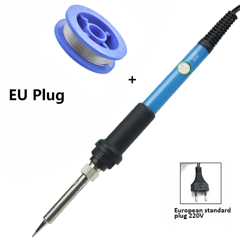 EU PLUG Urijk 60 Вт 110 В 220 в сварочный паяльник с регулируемой температурой Электрический паяльник паяльная станция термокарандаш сварочный инструмент для ремонта - Цвет: EU PLUG