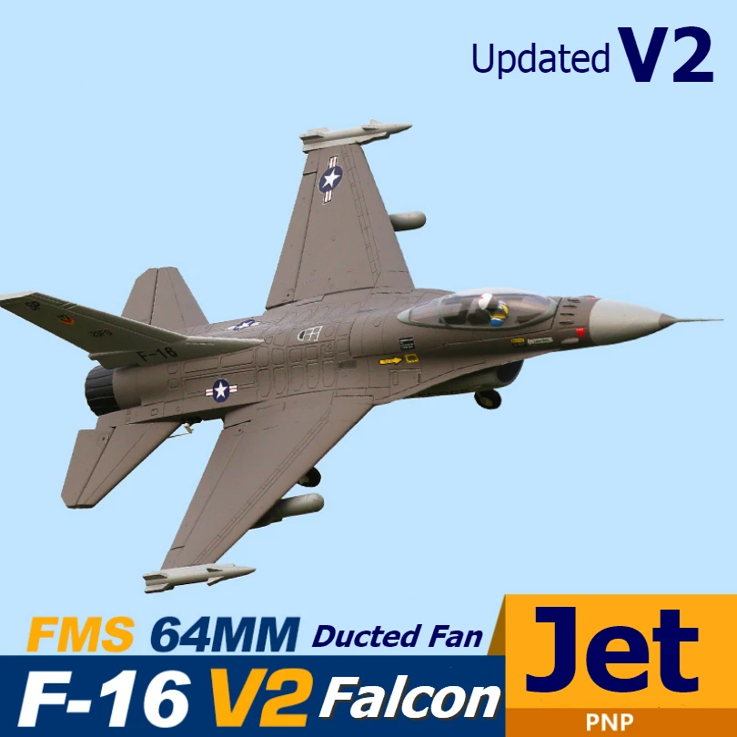 Радиоуправляемый самолет FMS 64 мм F16 F 16 V2 вертолет с приводом летательный аппарат