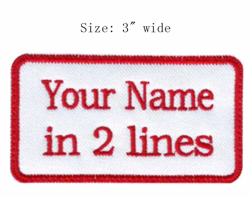

Rectangular custom name 3" wide applique patches embroidered iron on patches sewing applique