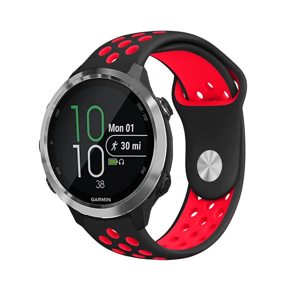 Яркие силиконовые часы ремешок для Garmin Forerunner 645 музыкальные умные часы мягкие Сменные аксессуары браслет 20 мм ремешок - Цвет: black red