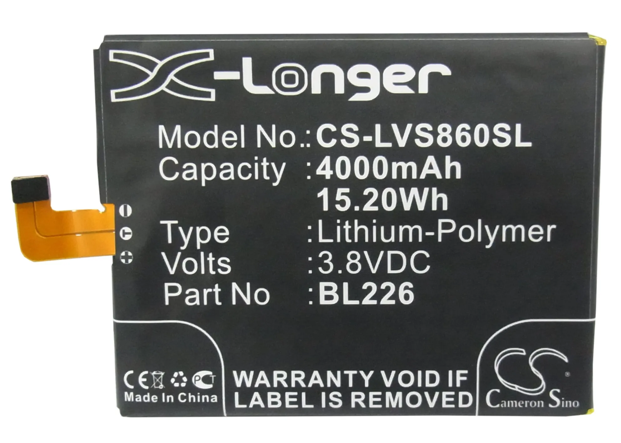 Аккумулятор Cameron Sino BL226 на 4000 мАч для Lenovo S860|4000mah battery|cameron sinobattery for lenovo s860 |