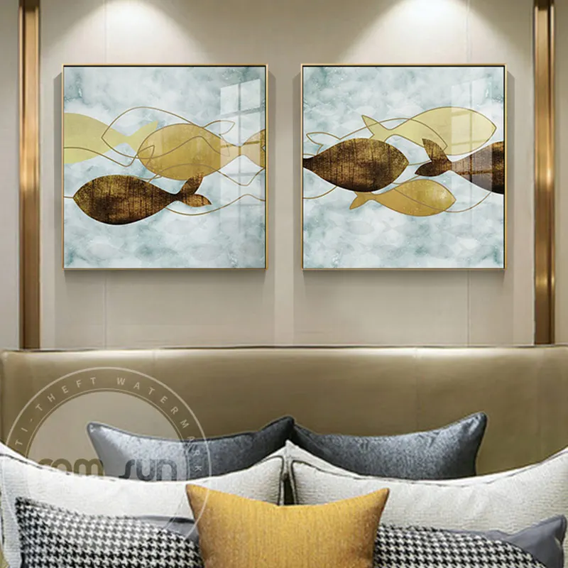 

Abstract Yellow Brown Color Fish Canvas Painting Cute Poster n Print Unique Wall Art Pictures For Living Room Dining Room Decor