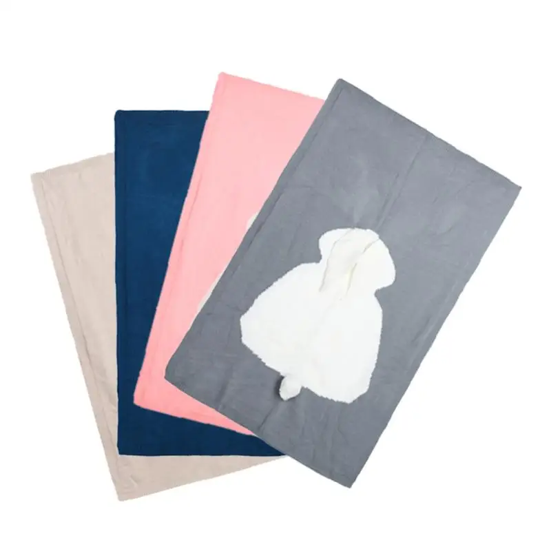 120*75 см Вязание новорожденных Одеяло ручной работы из смешанной шерсти мягкие детское одеяло для новорожденных мультфильм кролик детские