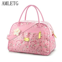 AMLETG милый рисунок «Hello Kitty» кошка дорожная сумка дамы девушки мультфильм спортивная сумка большая Ёмкость сумки Водонепроницаемый ткань Оксфорд сумки