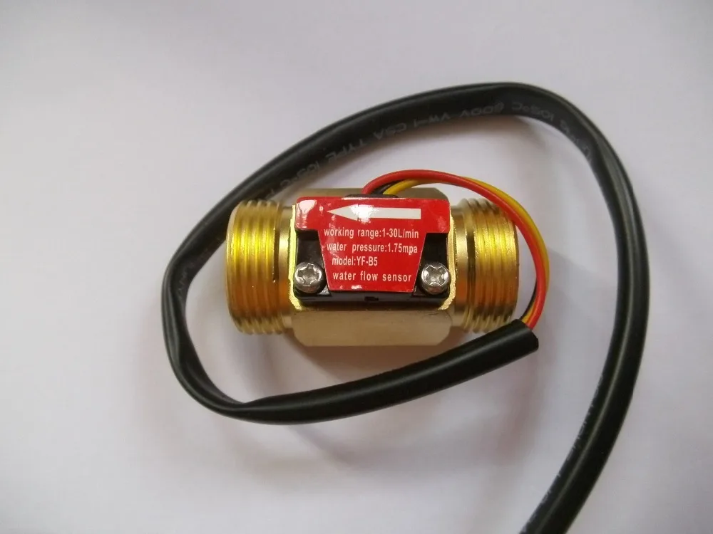 G3 / 4 Misuratore di portata con sensore di portata d'acqua a effetto Hall filettato maschio in ottone lunghezza 1-30L / min 50mm