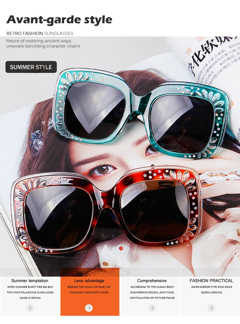 WHO CUTIE, модные квадратные солнцезащитные очки большого размера, стразы, оправа, женские роскошные брендовые дизайнерские солнцезащитные очки, оттенки OM461