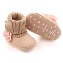 Милые теплые ботинки с цветочным принтом для новорожденных; сезон осень-зима