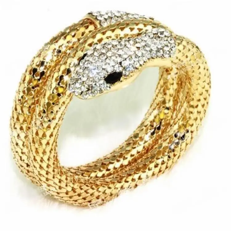 

New Fashion Lady Gold Snake Bracelet Women Bling Zircon Crystal Bangle Snake Crystal Silver Luxury Bracelet Watch Ornaments Hot