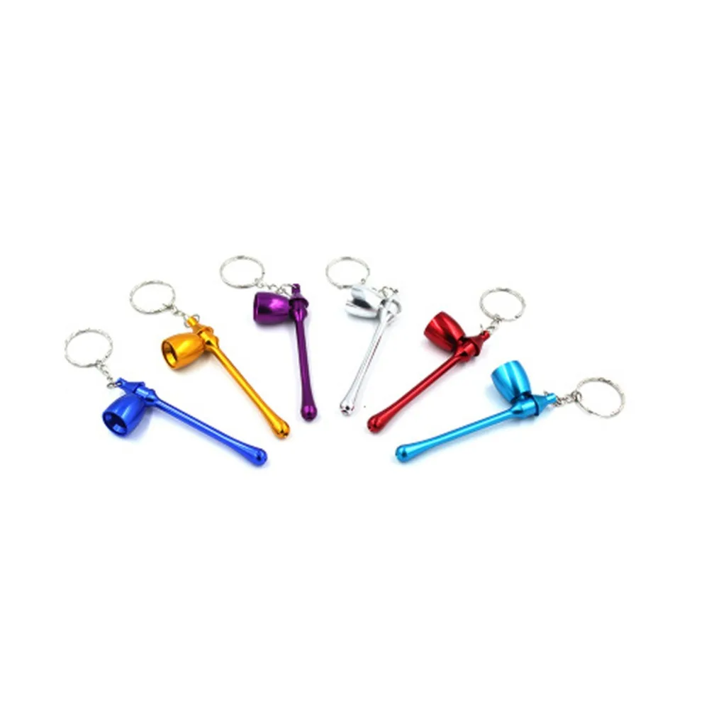 

Mini Metal Smoking Tools Mushroom Shaped Tobacco Pipe Keychain Straight Type Portable Key Chain