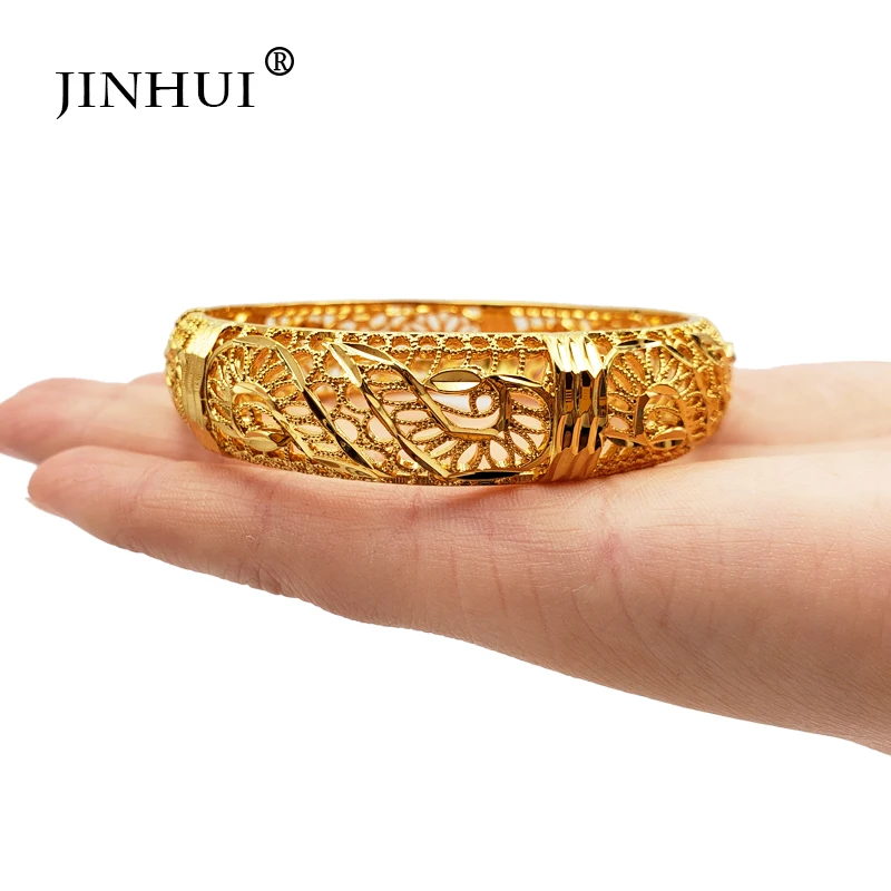 Новые модные золотые свадебные браслеты Jin Hui для женщин открытые невесты