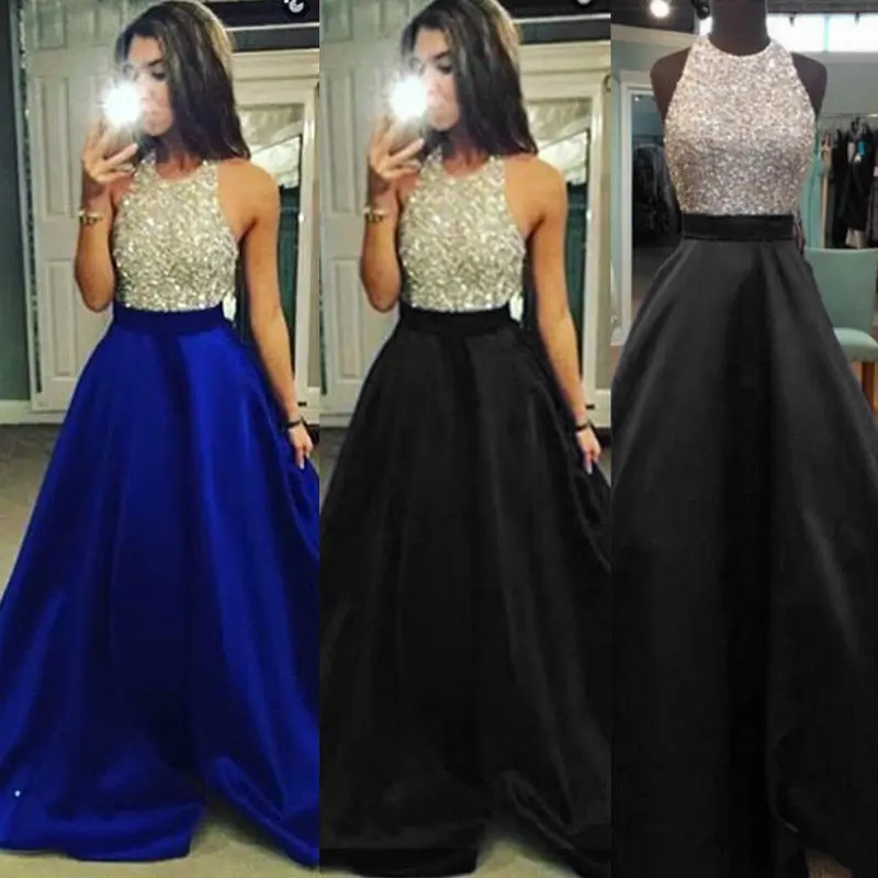 

2018 New Sequins Long Women Dresses Elegant Formal Clupwear Dress Sleveless Prom Ball Gown Long Maxi Dress