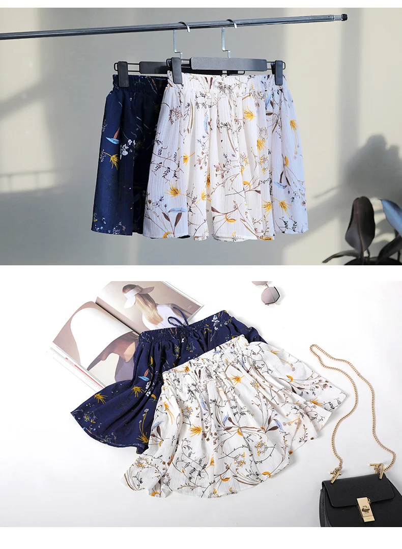 Широкие плиссированные юбки летние женские шорты женские шифоновые шорты в горошек с высокой талией плиссированная юбка высокая талия Повседневный стиль