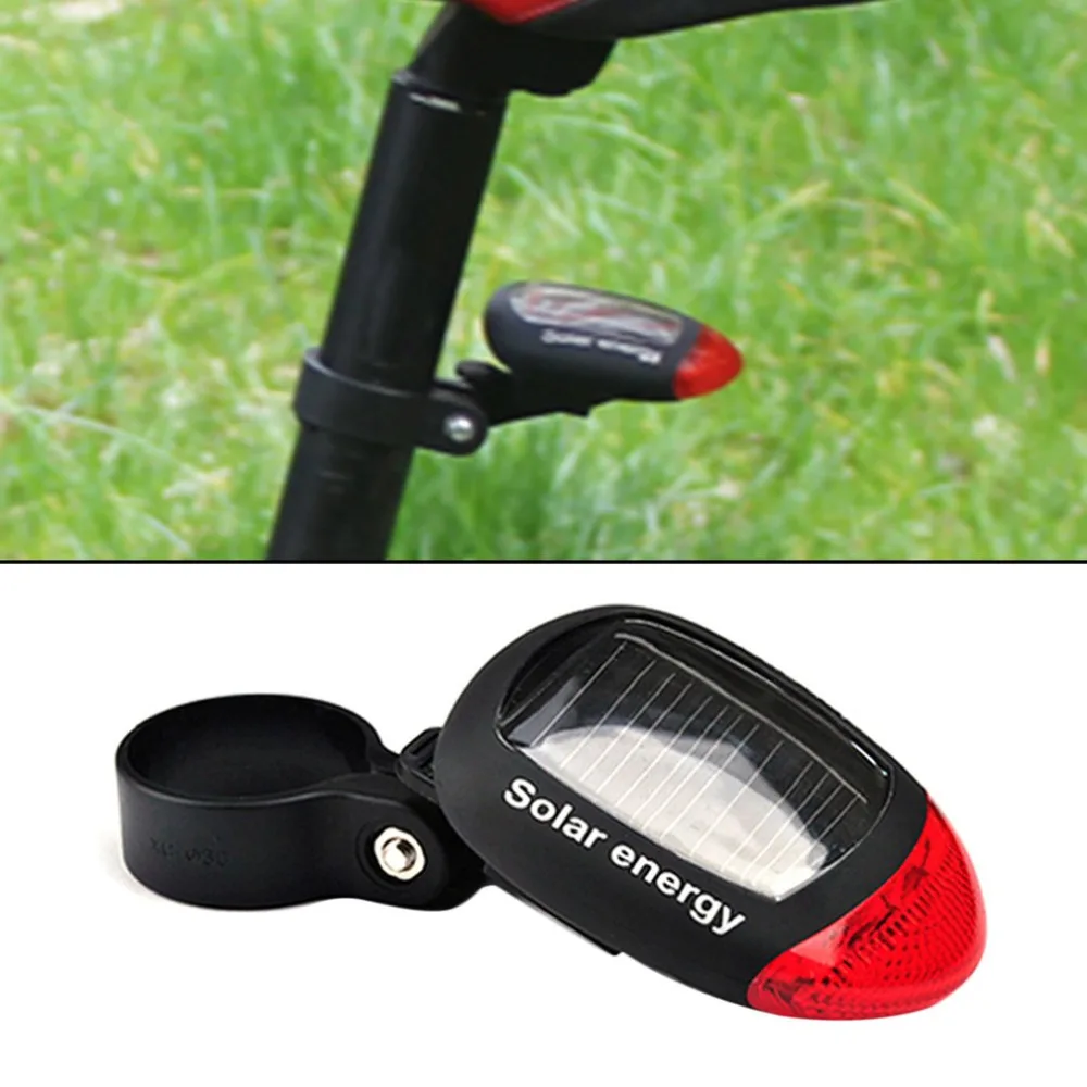 Solar Power Energy 2 LED Bike Lights Taillights Night Safety Warning