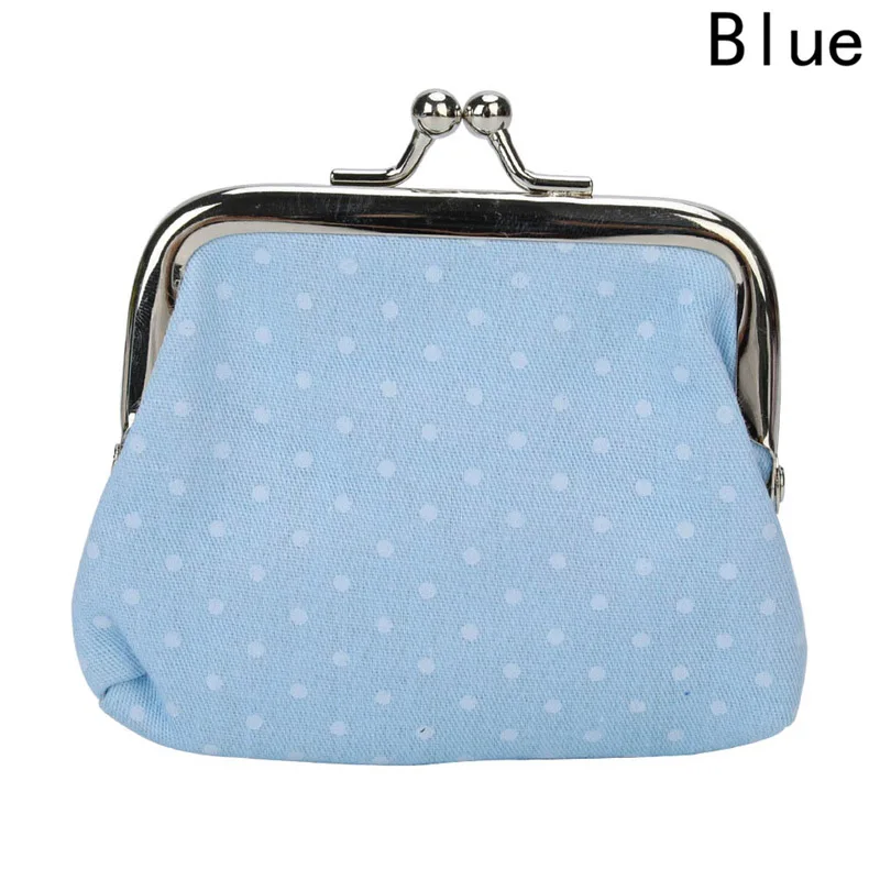 

2018 New Cute Coin Purse Women Lovely Flower Printing Polka Dots Cotton Coin Wallet Fabric Metal Button Coin Purses