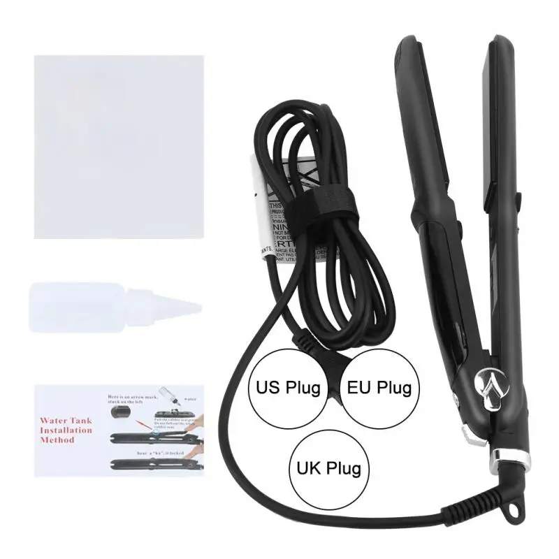 

New Electric Steam Straight Curly Hair Styler Ceramic Plate Negative Ion