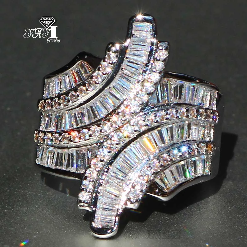 Wedding Rings Engagement Rings YaYI Jewelry Fashion Princess Cut 4.4 CT White Zircon Silver Color Engagement Rings wedding Rings Party 643