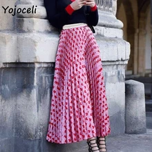 Yojoceli на осень-зиму, принт с сердцем, юбка для женщин вечерние Клубные блеск вечерние клубная юбка подошвой женская уличная плиссированная юбка
