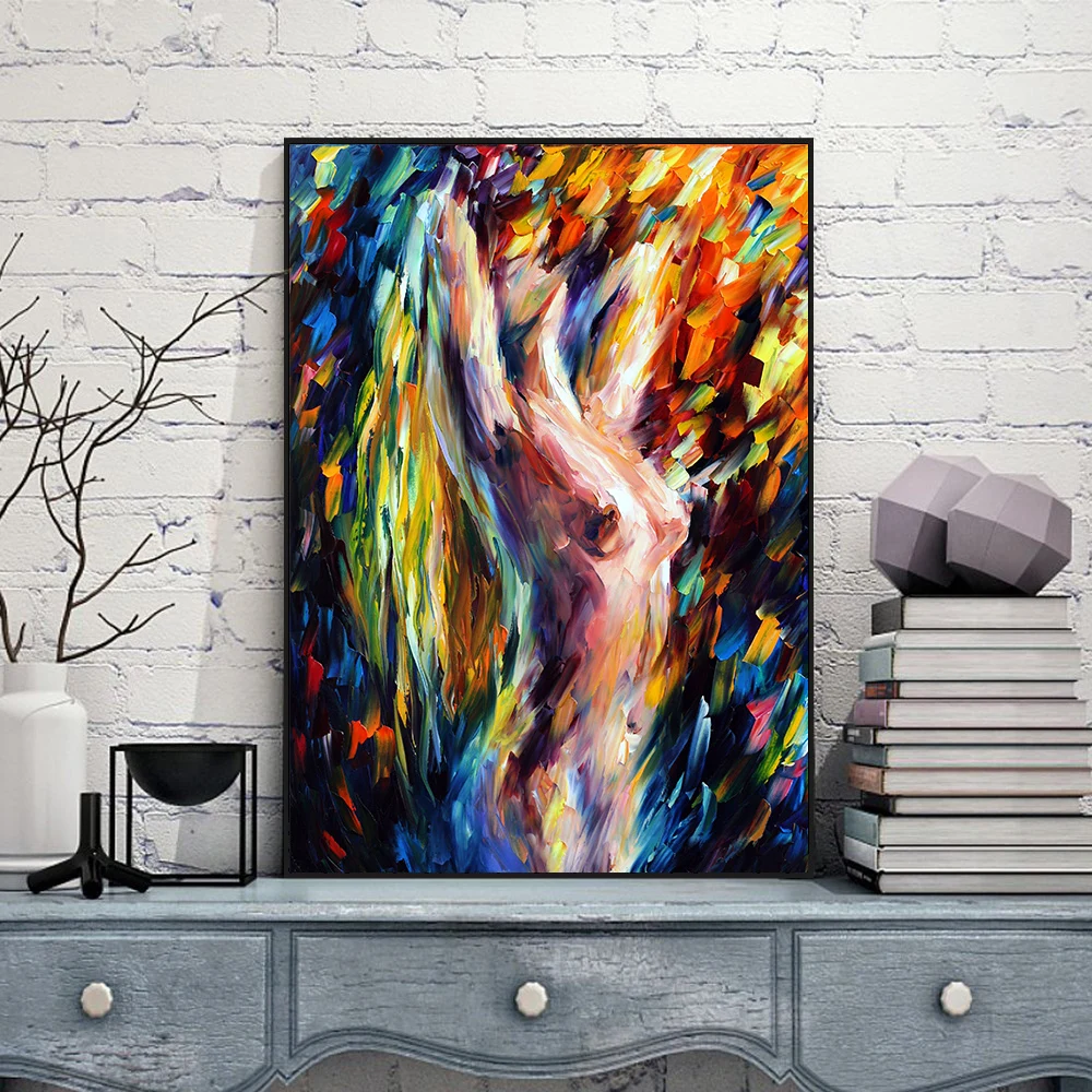 

Body Art Nude Girl Women Modern Pictures Palette Knife Print Oil Painting for Bedroom Living Room Home Wall Decor No Frame