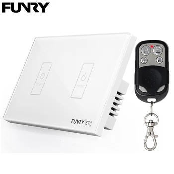 

Funry ST2 US Standard 2Gang Crystal Glass Panel Remote Control Touch Switch Surface Waterproof Luxury Panel LED Touch Switch