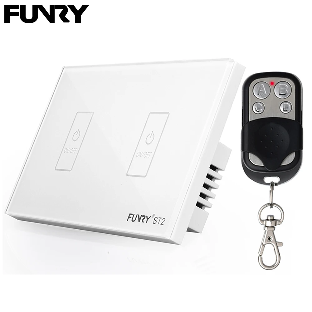 1gang 1way Smart Switch FUNRY White Black Golden Pearl Crystal Glass Panel UK Switch Remote Control