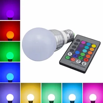 

16 Colors Changing RGB LED Nigh light Holiday Decorative Atmosphere lamp E27 5W 85V-265V LED Ball Bulb with IR Remote control