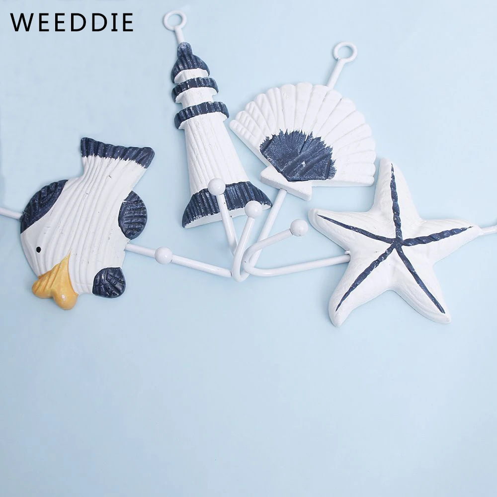

1 pieces Sea Sailing Boat Starfish Beacon Home Decor Bathroom Wall Hanger Hook