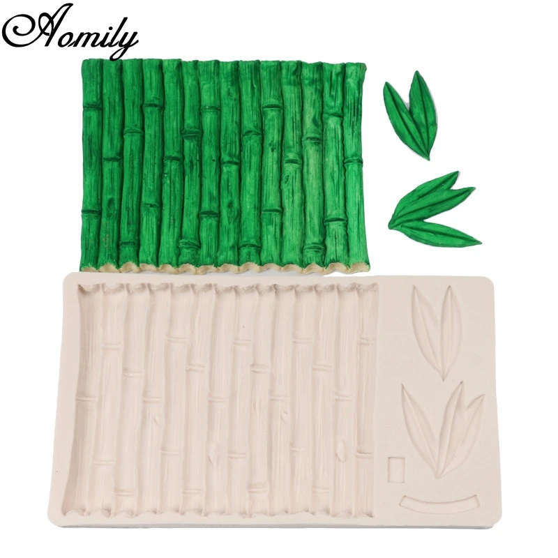 Aomily DIY Bamboo Leaf Pattern Silicone 3D Fondant Cake Molds Chocolate