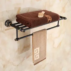 Американская Ретро черная вешалка для полотенец для ванной комнаты алюминиевые утолщенные перфорированные аксессуары для ванной комнаты
