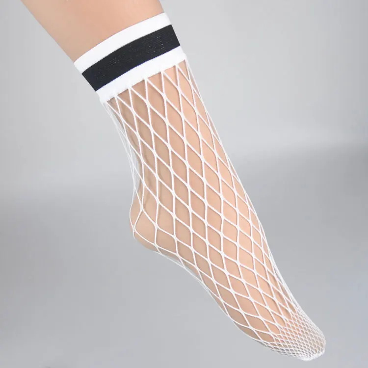 UNIKIWI. шикарные женские черные дышащие сетчатые носки Harajuku в сеточку. сексуальные полосатые носки в сеточку, женские носки на высоком каблуке - Цвет: 003