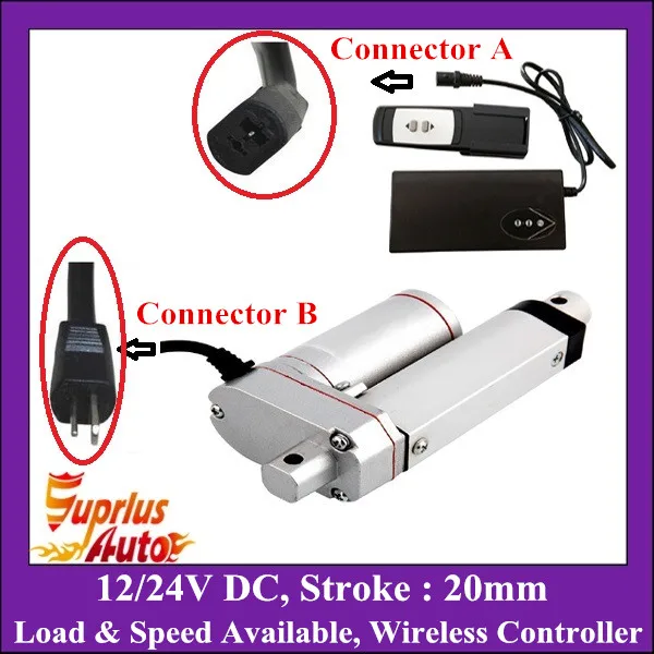 

DC 12V or 24V 20mm Mini Electric Linear Actuator With Remote Control, 100/250/350/450/600/900/1000/1200/1500N Load Linear Motor