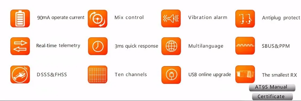Радиолинк AT9S 2,4G 9CH система передатчик с R9DS приемник AT9 дистанционное управление обновление видения для квадрокоптера вертолета