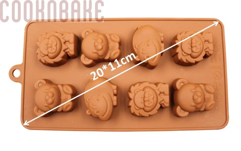 COOKNBAKE DIY печенье конфеты инструменты силиконовые формы 8 животных формочка для шоколада льва бегемота медведь формы для печения SICM-008-18