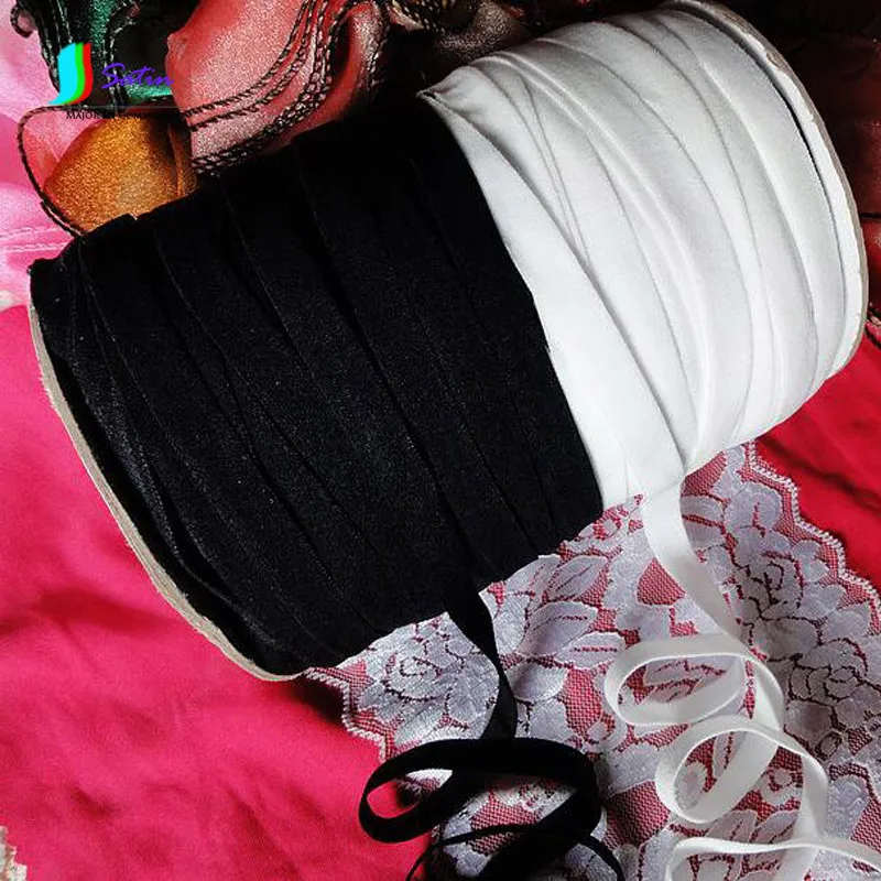 

1CM and 10MM Width White/Black Bra Underwear Soft Elastic Shoulder Strap,DIY Sewing Material Elastic Band 10 Meters S0210L