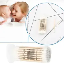 80 шт./упак. Детская безопасность двойной головкой ватный тампон одноразовая Чистка ушей для носа макияж с бутоном наконечником Портативные Инструменты для ухода за здоровьем