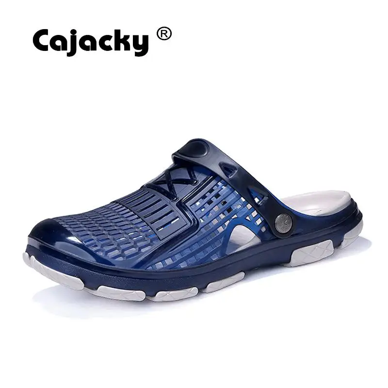 

Cajacky Summer Men Sandals Outdoor Breathable Male Slides Slip On Beach Slippers Blue Soft Comfortable Sandalias Hombre Water