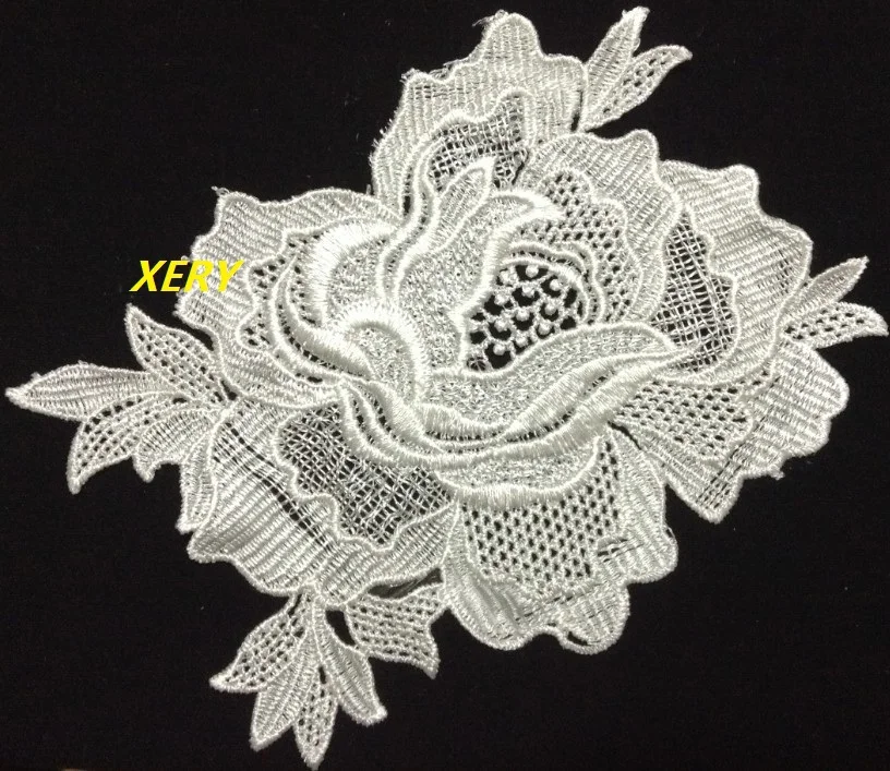 

13.5cm*20cm water soluble heavy embroidery big peony flower sew-on patches,embroidery sew-on applique, XERY13606