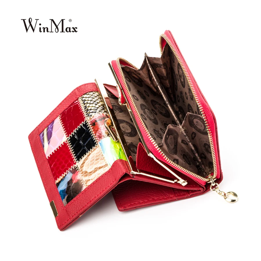 Factory Outlet Winmax Phụ Nữ Luxury Thương Hiệu Thời Trang Da Chính Hãng Chắp Vá Wallet Phụ Nữ Nhỏ Purse Nữ Ngắn Design Ví