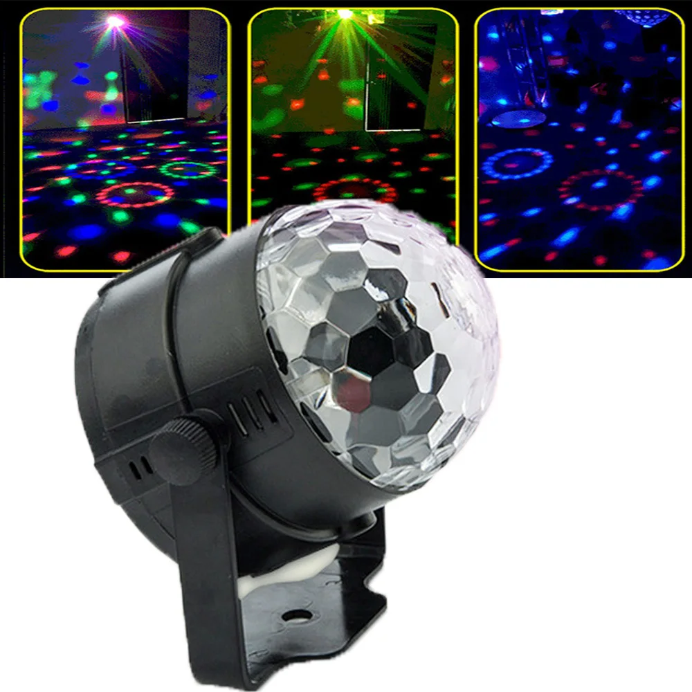 3W Mini RGB Crystal Magic Ball Sound Activated Disco Ball Stage Lamp