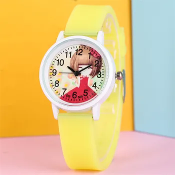 

Cartoon Little Girls Display Round Dial Quartz Children Watches Sugar Color Silicone Watchband Daily Waterproof Kids Watches