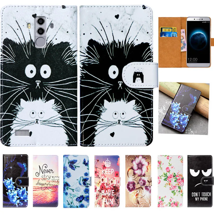 

For Leagoo T8 Case High Quality Pu Leather 5.5" Print Flip Wallet Case Cover For Leagoo T8 Book Case