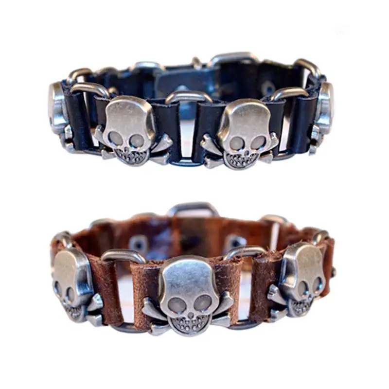 Unique Three Row Cuspidal Spikes Rivet Stud Wide Cuff / Gothic Leather Bracelet